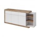 Buffet 200cm Coloris Chêne Et Blanc Brillant Avec Nombreux Rangements Collection Sinatra.