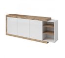 Buffet Xl 220cm Coloris Chêne Et Blanc Brillant Avec Nombreux Rangements Collection Sinatra.