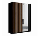 Armoire Design 150cm Coloris Noir Et Chêne Collection Strano. Deux Portes Coulissantes