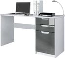 Bureau  Avec 2 Tiroirs Et D’une Porte  Blanc Mat Et Gris Haute Brillance (129 X 76 X 60 Cm)