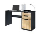 Bureau Noir Mat Et  Aspect Chêne (lxhxp) : (129 X 76 X 60 Cm)