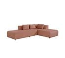 Ribol - Canapé D'angle Droit Convertible 4 Places En Tissu, Made In France - Terracotta