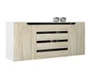 Buffet Bas  Blanc Mat Et Aspect Chêne (lxhxp) : 166 X 72 X 35