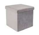 Pouf De Rangement Pliable Design Velours Meli - L. 38 X H. 38 Cm - Gris