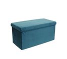 Banc De Rangement Pliable Design Velours Meli - L. 76 X H. 38 Cm - Bleu