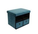 Banc De Rangement Pliable Design Velours Meli - L. 50 X H. 38 Cm - Bleu