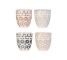 4 Mugs Design Ethnique Mirage - 250 Ml - Blanc