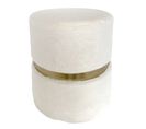 Pouf Design Effet Fourrure Aurea - Diam. 35 X H. 42 Cm - Blanc