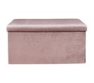 Coffre Banc Pliable Design Velours Giulia - L. 76 X H. 38 Cm - Rose