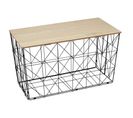 Table Coffre Pliable "filaire" 80cm Noir et Naturel