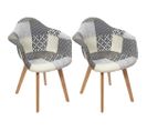 Fauteuil Scandinave Patchwork (lot De 2) Gris