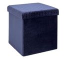 Pouf Pliable et Coffre "rétro" 38cm Bleu Nuit