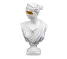 Statuette Déco "buste Avec Masque" 31cm Blanc