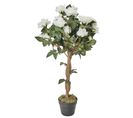 Plante Artificielle En Pot "rosier" 90cm Vert et Blanc