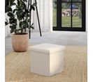 Pouf pliable H. 38 cm BOUCLETTE Blanc