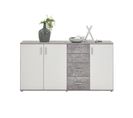 Buffet 3 Portes Et 4 Tiroirs 160 Cm Gris Béton Et Blanc - Fonzy