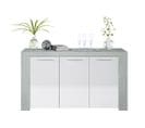 Buffet Avec 3 Portes Coloris Blanc Artik / Ciment En Mélamine - Dim: 80 X 144 X 42 Cm