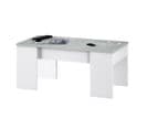 Table Basse Modulable Coloris Blanc Artik / Ciment En Mélamine Avec Plateau - Dim : 45 X 100 X 50 Cm