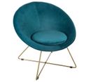 Fauteuil Bleu Canard En Velours - L. 76 X L. 67 X H. 69 Cm