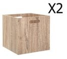 Lot De 2 Boites De Rangement En Bois Naturel - L. 30.5 X P. 30.5 X H. 30.5 Cm