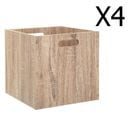 Lot De 4 Boites De Rangement En Bois Naturel - L. 30.5 X P. 30.5 X H. 30.5 Cm