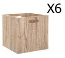 Lot De 6 Boites De Rangement En Bois Naturel - L. 30.5 X P. 30.5 X H. 30.5 Cm