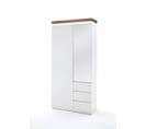 Armoire Avec LED Laqué Blanc Brillant Et Marron - L91 X H198 X P38 Cm