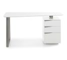 Bureau, Meuble Du Bureau En Bois Coloris Blanc Mat, Pieds En Métal Chromé