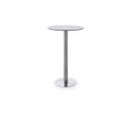 Table Bar Ronde Avec Plateau Céramique Gris Avec Piètement Acier Brossé - L65 X H105 X P65 Cm