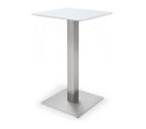 Table Bar Avec Plateau Céramique Blanc Avec Piètement Acier Brossé - L70 X H105 X P70 Cm