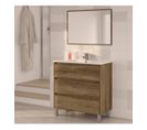 Meuble Lavabo Avec 3 Tiroirs + Miroir Coloris Nordik - 80 X 80 X 45 Cm