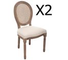 Lot De 2 Chaises En Bouleau Et Lin - L.56,5 X L.49,5 X H.95 Cm