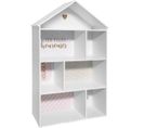 Etagère Enfant Forme Maison 7 Cases Rose - L.73,5 X L.30 X H.114 Cm