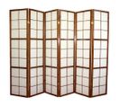 Paravent Japonais Shoji En Bois Brun De 6 Pans L261 X H178,6 Cm