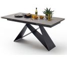 Table À Manger Extensible En Métal Noir Mat Et Surface Céramique Anthracite