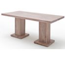 Table À Manger En Chêne Chaulé Avec 2 Colonnes - L.180 X H.76 X P.90 Cm