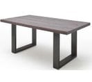 Table À Manger En Chêne Massif Teinté Vielli Laqué/anthracite - L.200 X H.76 X P.100 Cm