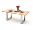 Table À Manger En Bois Massif Bord Droit, 2 Pieds En U - L.160 X H.77 X P.90 Cm