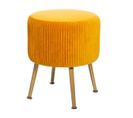 Tabouret En Velours Pliable Coloris Ocre - D. 35 X H. 41 Cm