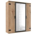 Armoire Placard Meuble De Rangement Coloris Chêne Foncé - L.180 X H. 210 X P. 58 Cm