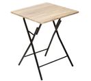 Table D'appoint Pliante En Métal Coloris Beige - L.60 X L.60 X H.75 Cm