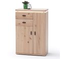 Commode De Rangement En Bois Chêne Sombre Bianco - L.75 X H.111 X P.38 Cm