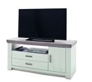 Meuble TV En Pin Blanc Et Chêne Neslon - L.144 X H.67 X P.55 Cm