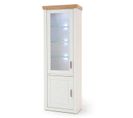 Vitrine En Pin Blanc Et Chêne Avec LED - L.73 X H.210 X P.40 Cm