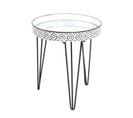 Table D'appoint Coloris Noir-blanc En Métal - H 53 X Ø 45 Cm