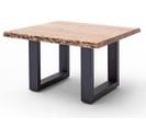 Table Basse En Bois D'acacia Massif Naturel Et Acier Anthracite - L.75 X H.45 X P.75 Cm