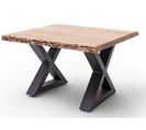 Table Basse En Bois D'acacia Massif Naturel / Acier Anthracite - L.75 X H.45 X P.75 Cm