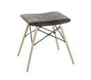 Tabouret Coloris Hêtre-gris-noir En Acier - L 48 X P 40 X H 47 Cm