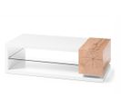 Table Basse Coloris Blanc Mat Et Chêne - L. 120 X H. 36 X P. 60 Cm