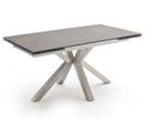 Table À Manger Extensible En Céramique Anthracite Et Acier Brossé.